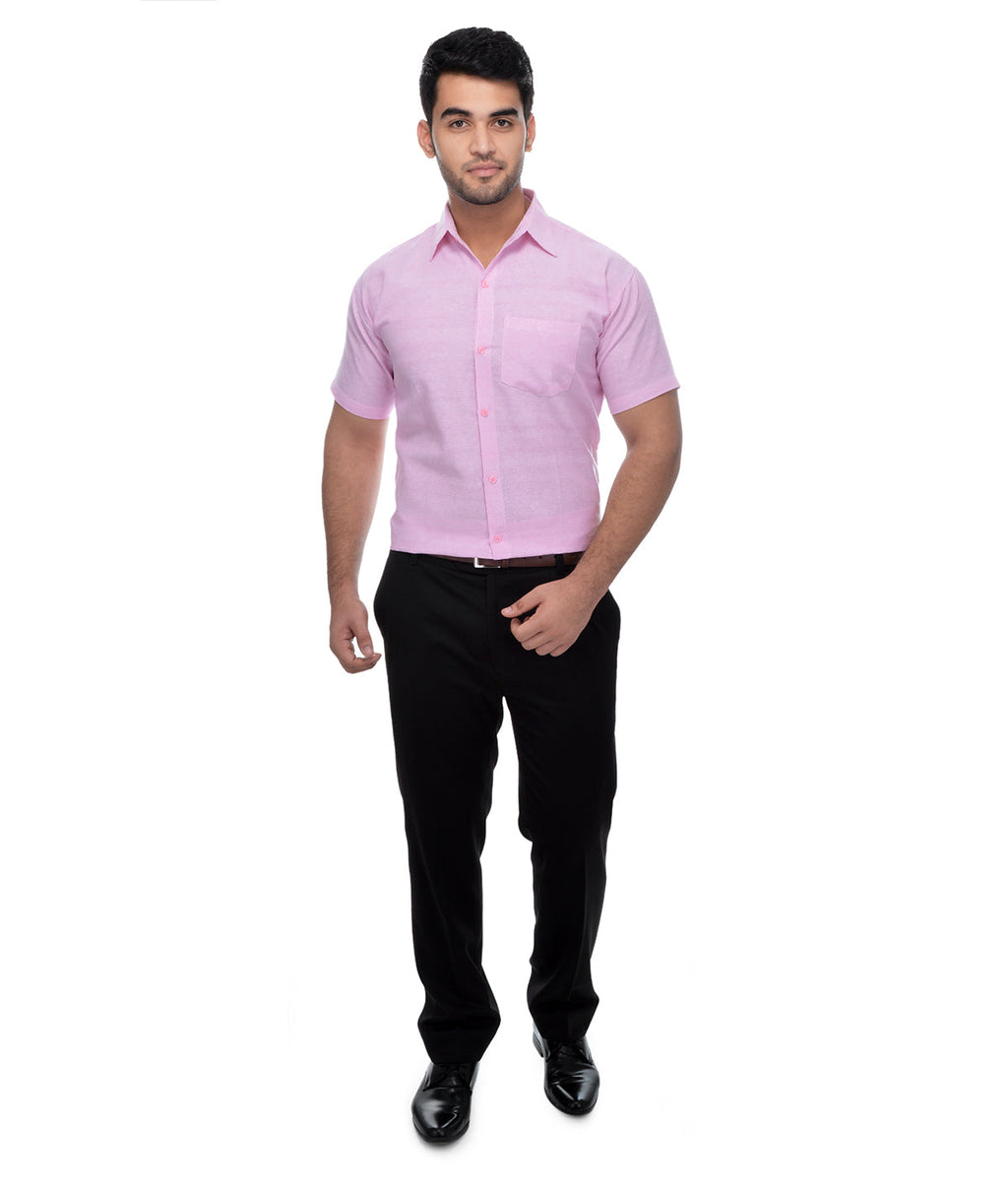 RIAG Pink Men's Half Sleeves Solid Shirt