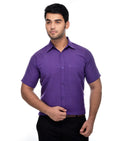 RIAG Purple Men's Half Sleeves Solid Shirt