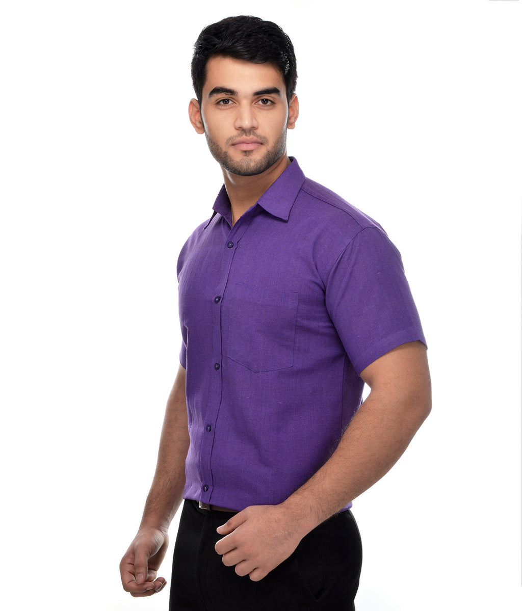 RIAG Purple Men's Half Sleeves Solid Shirt