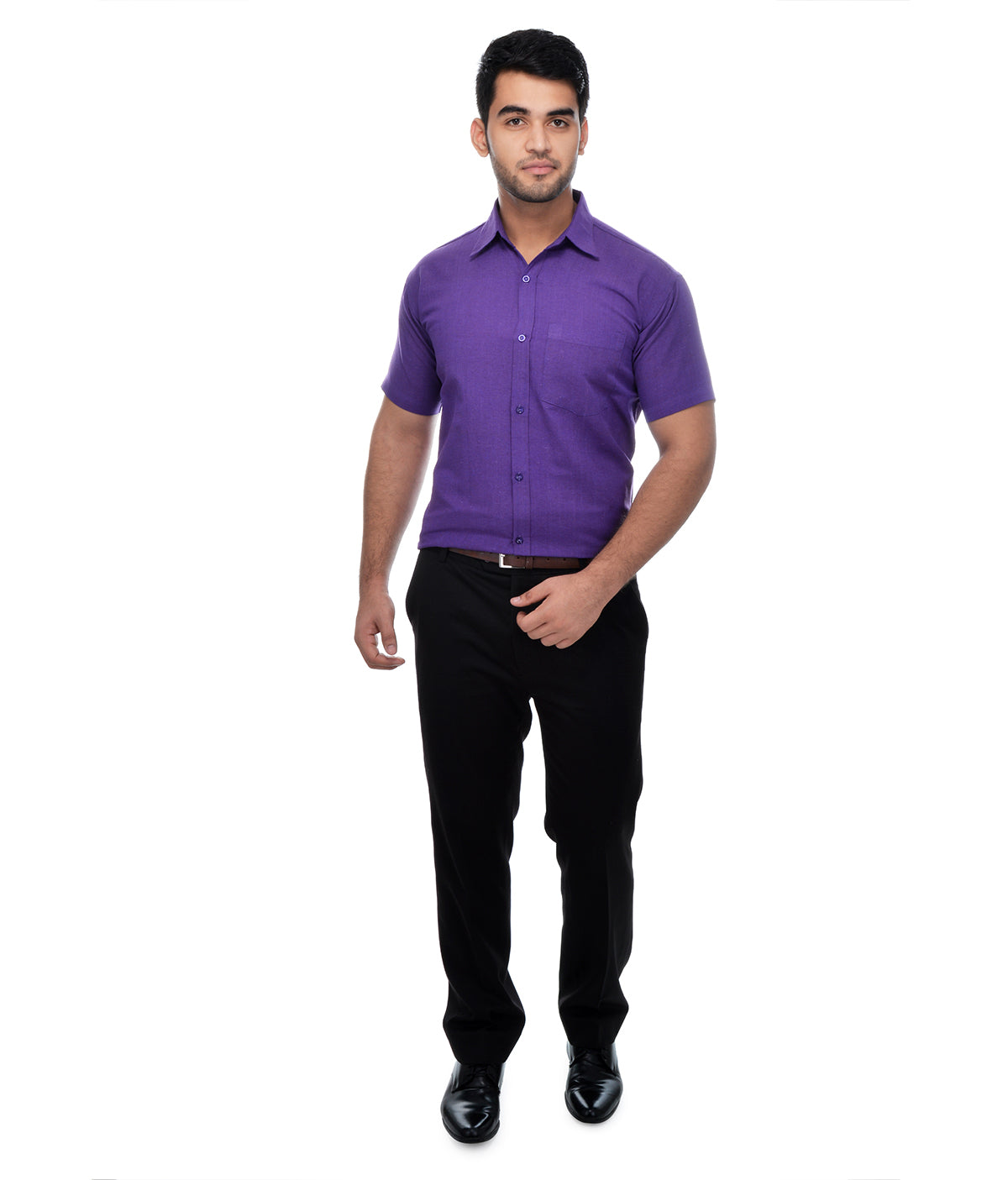 RIAG Purple Men's Half Sleeves Solid Shirt