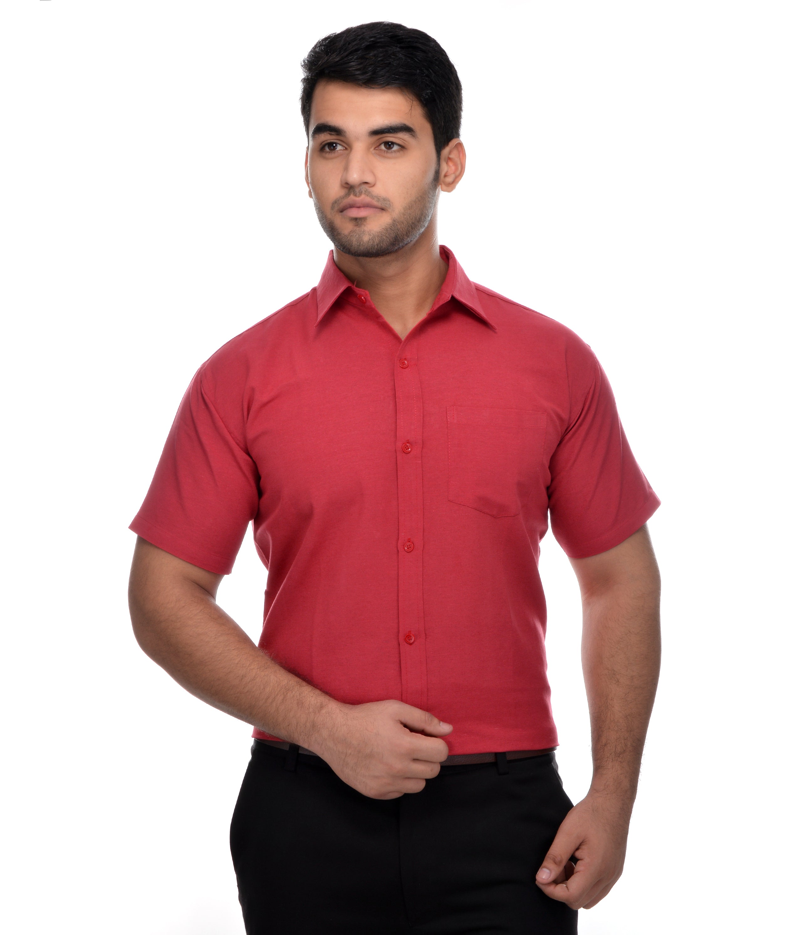 RIAG Red Men's Half Sleeves Solid Shirt