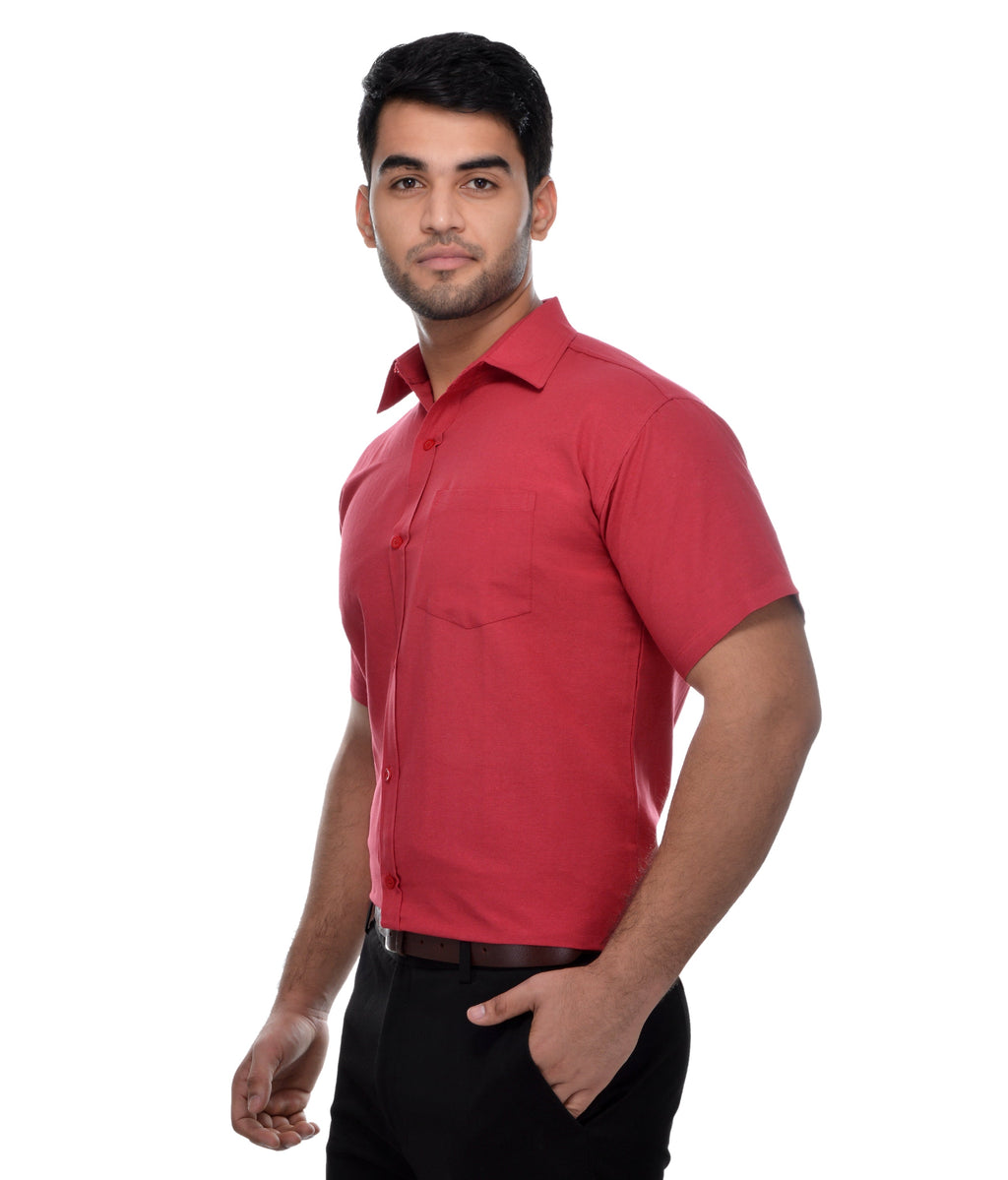 RIAG Red Men's Half Sleeves Solid Shirt