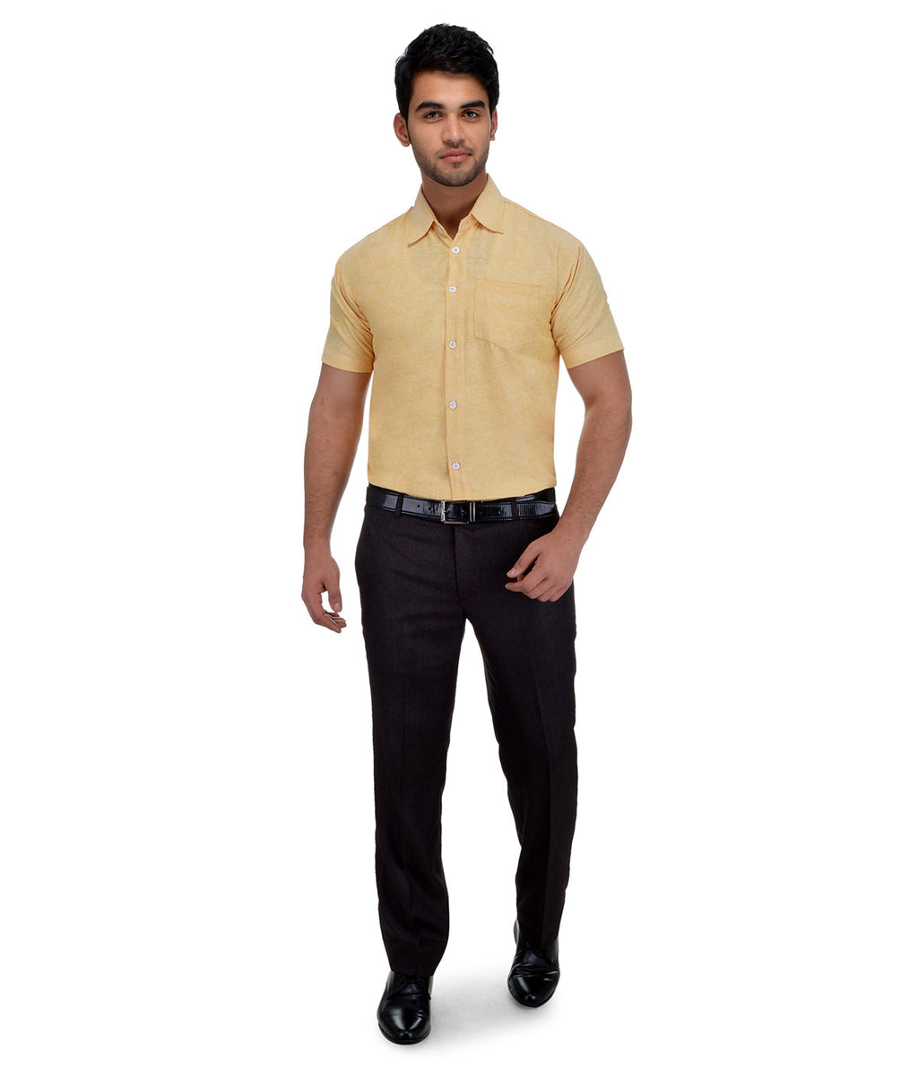 RIAG Beige Men's Half Sleeves Solid Shirt