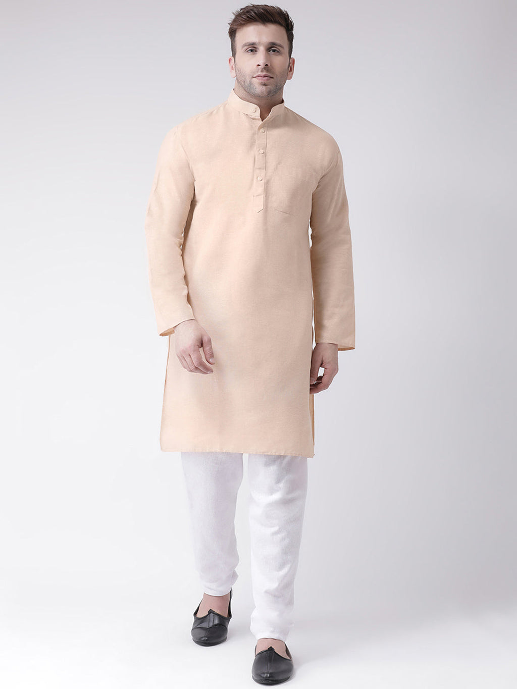 RIAG Men's Beige Cotton Long Ethnic Kurta