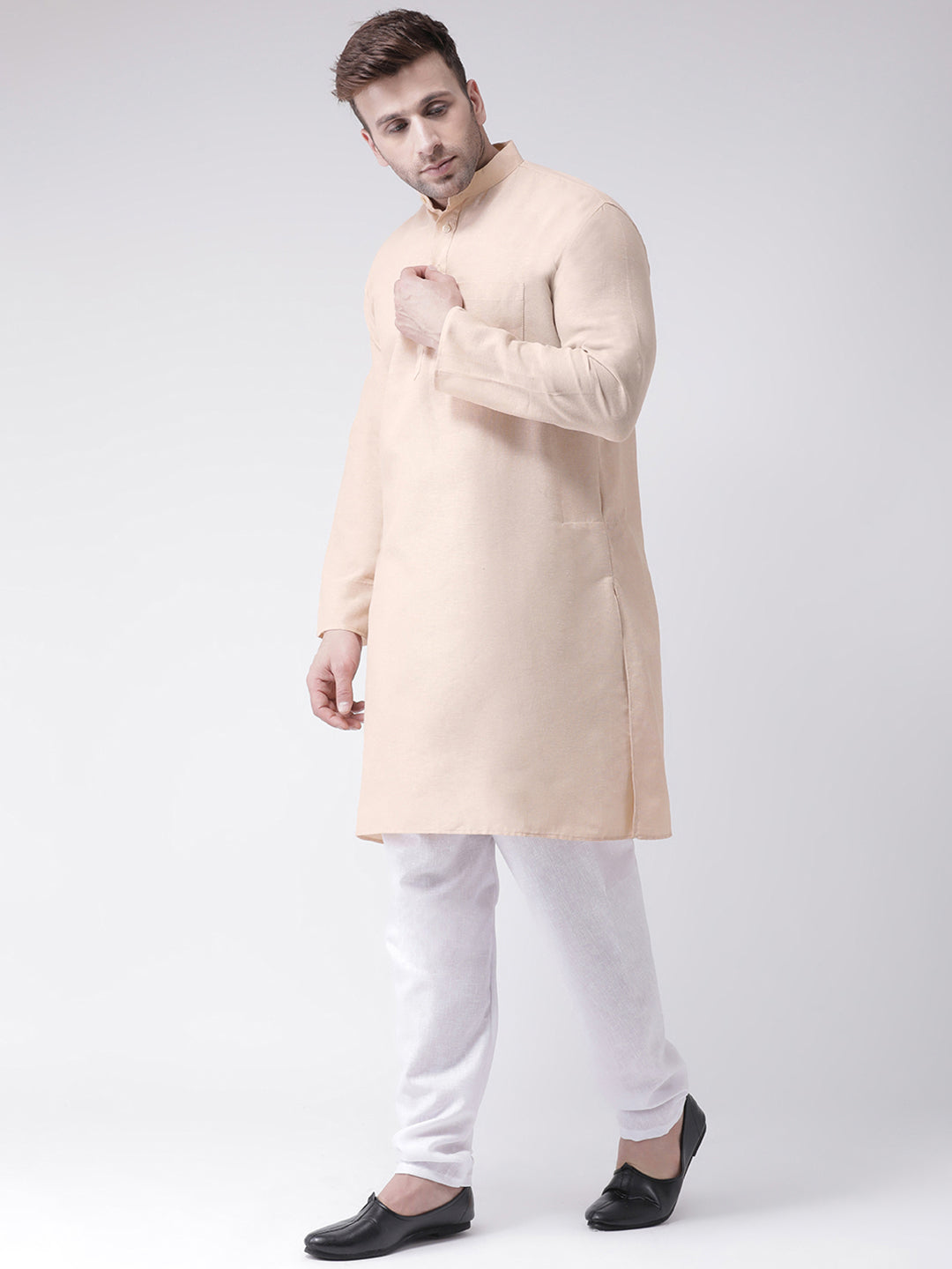 RIAG Men's Beige Cotton Long Ethnic Kurta