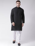 RIAG Men's Black Cotton Long Ethnic Kurta