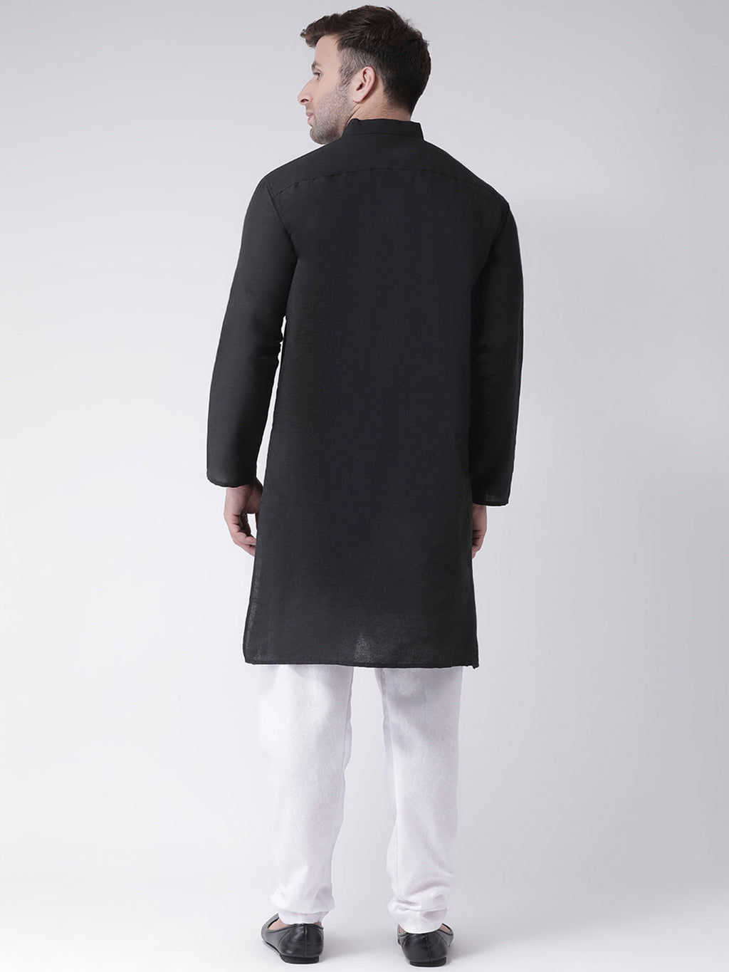 RIAG Men's Black Cotton Long Ethnic Kurta