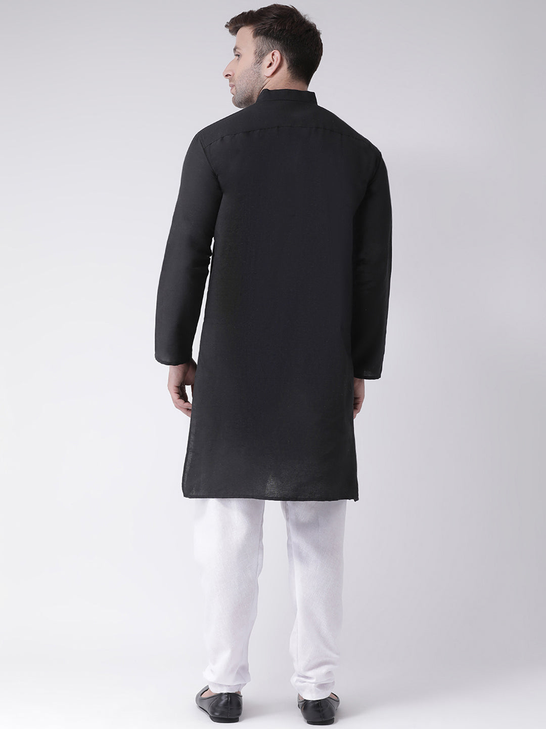 RIAG Men's Black Cotton Long Ethnic Kurta
