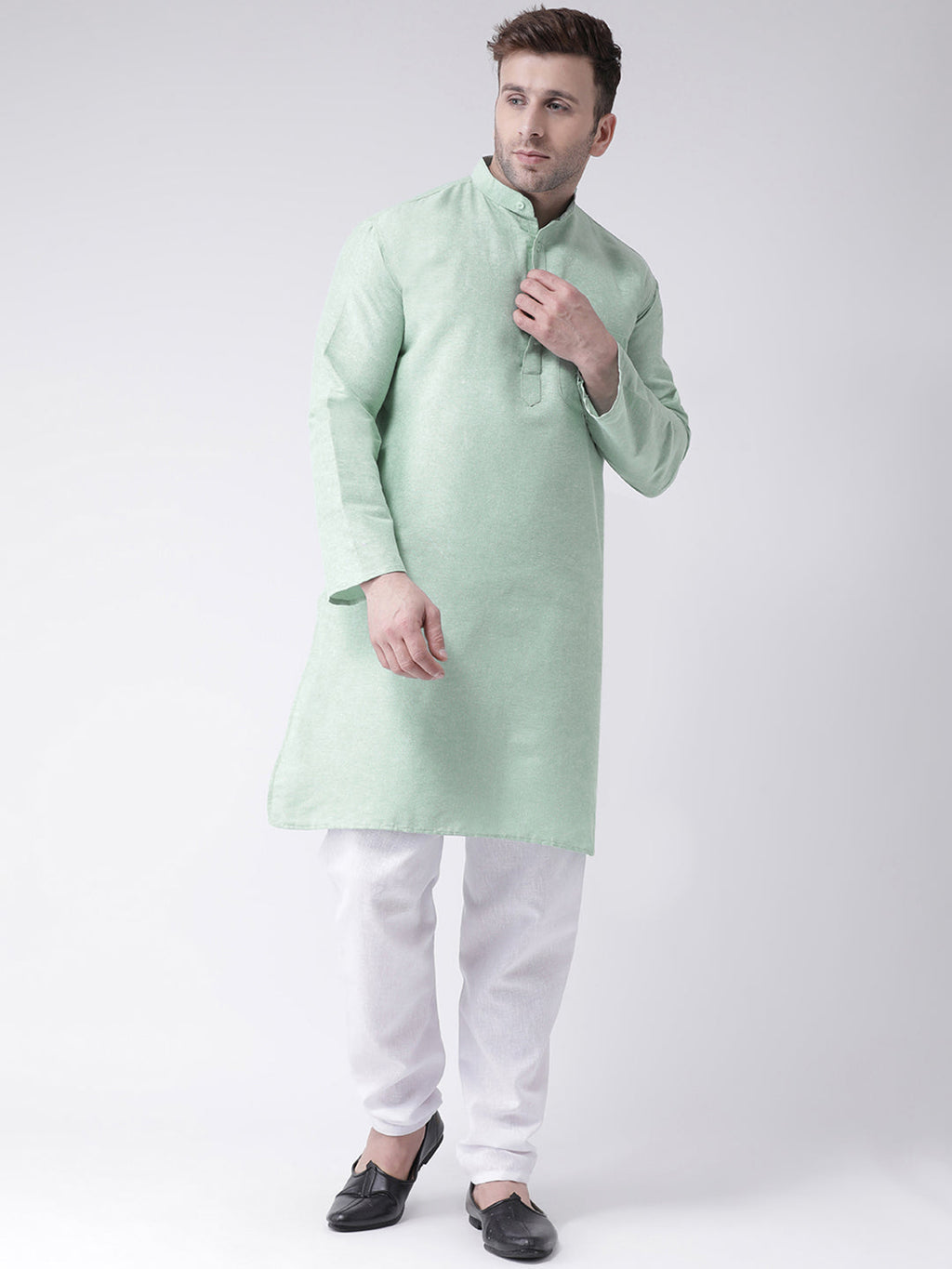 RIAG Green Men's Ethnic Long Kurta And Pyjama Set