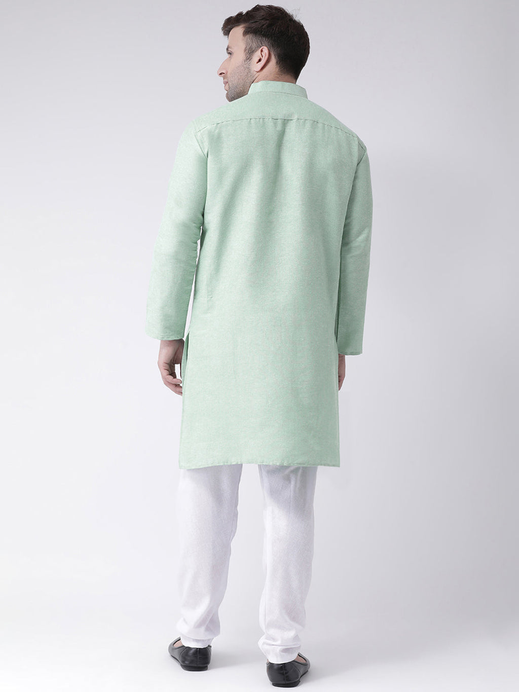 RIAG Men's Green Cotton Long Ethnic Kurta