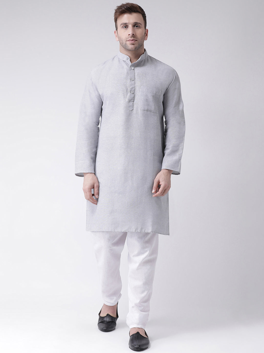 RIAG Grey Men's Ethnic Long Kurta And Pyjama Set