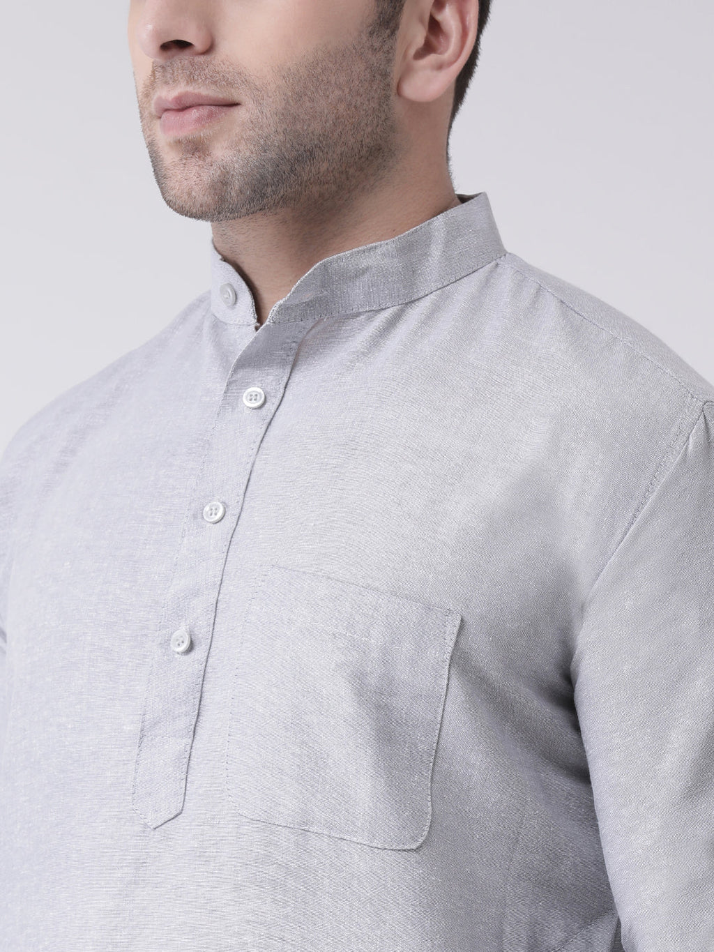 RIAG Men's Grey Cotton Long Ethnic Kurta