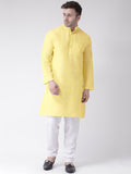 RIAG Men's Yellow Cotton Long Ethnic Kurta