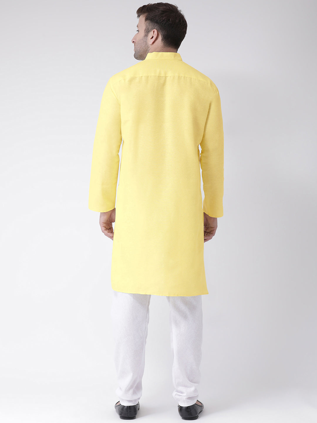 RIAG Men's Yellow Cotton Long Ethnic Kurta