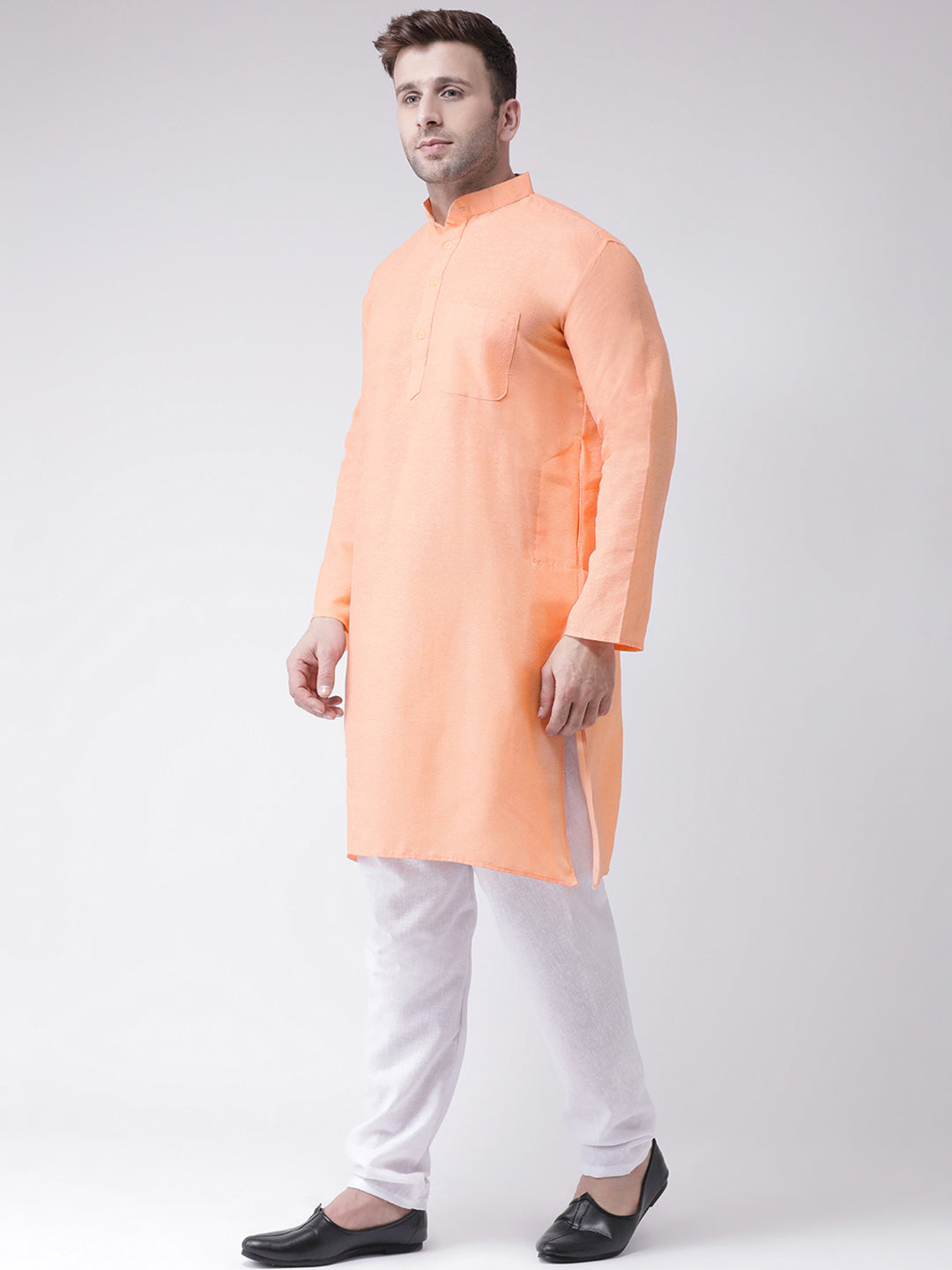 RIAG Orange Men's Ethnic Long Kurta And Pyjama Set