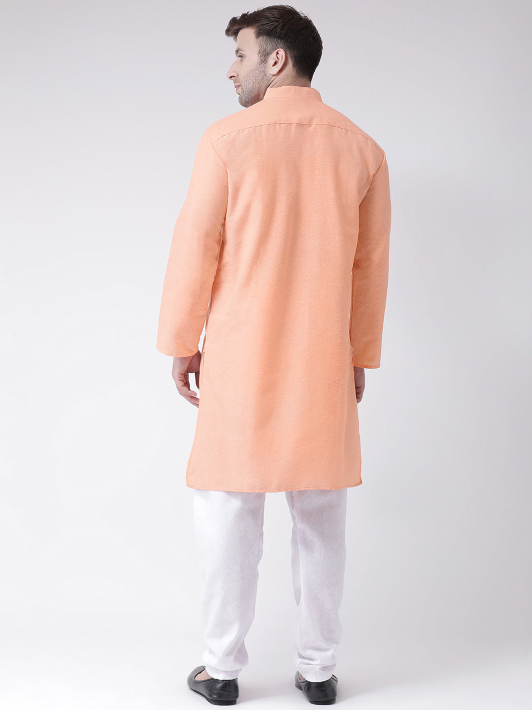 RIAG Men's Orange Cotton Long Ethnic Kurta