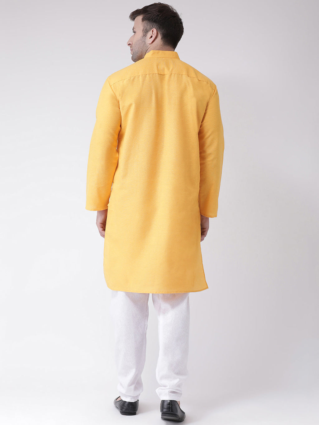 RIAG Men's Yellow Cotton Long Ethnic Kurta