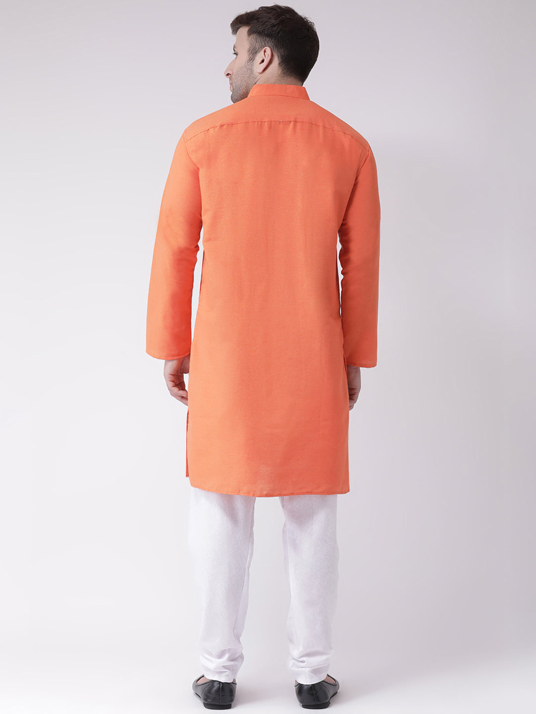 RIAG Men's Orange Cotton Long Ethnic Kurta
