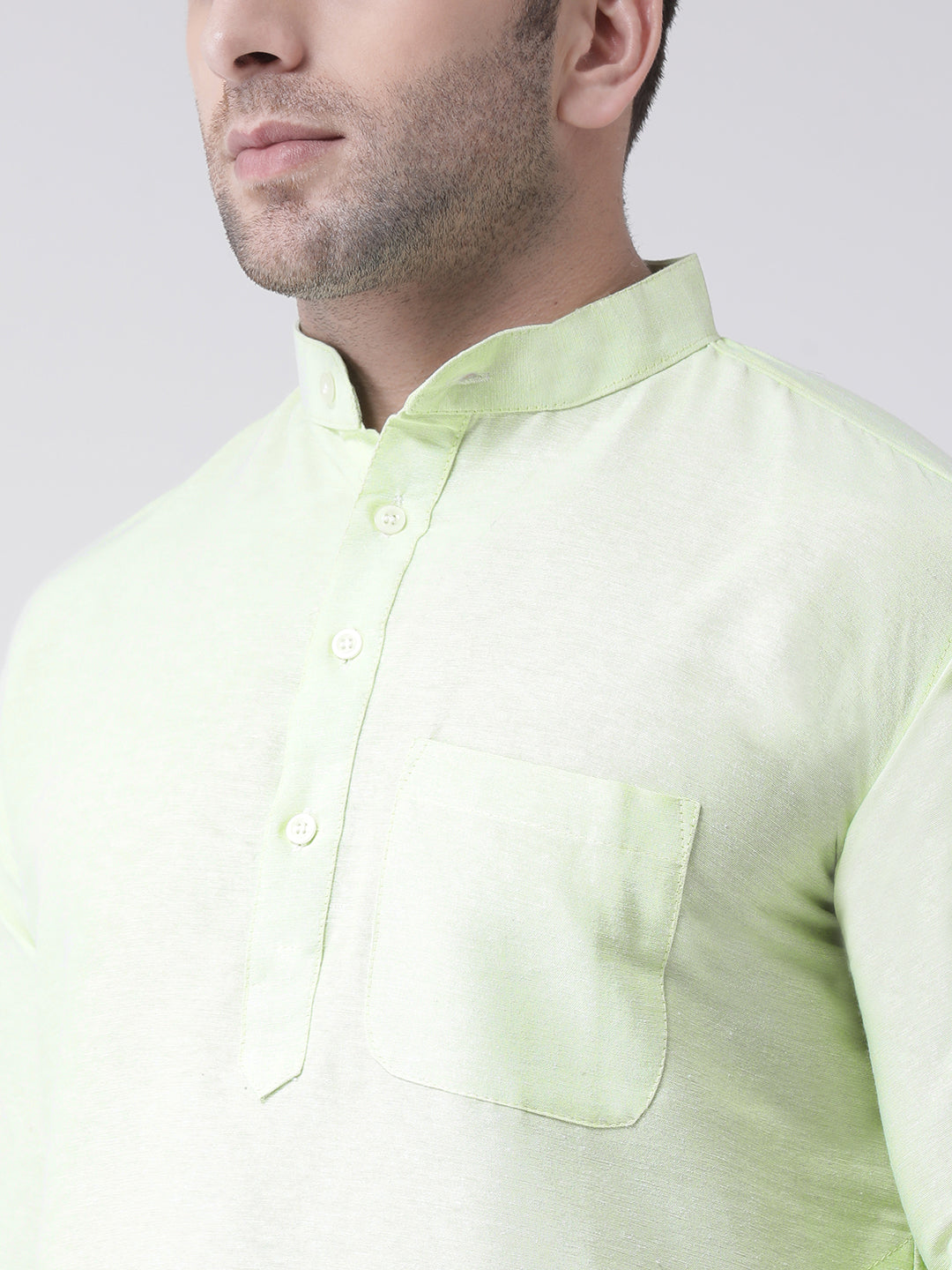 RIAG Men's Green Cotton Long Ethnic Kurta