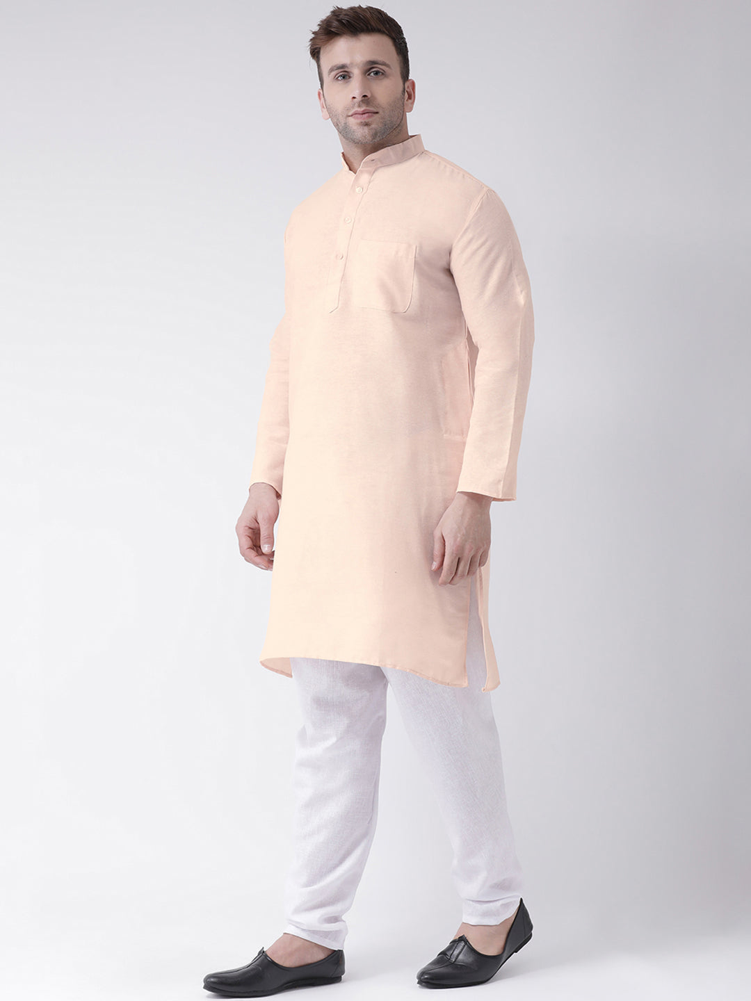 RIAG Men's Beige Cotton Long Ethnic Kurta