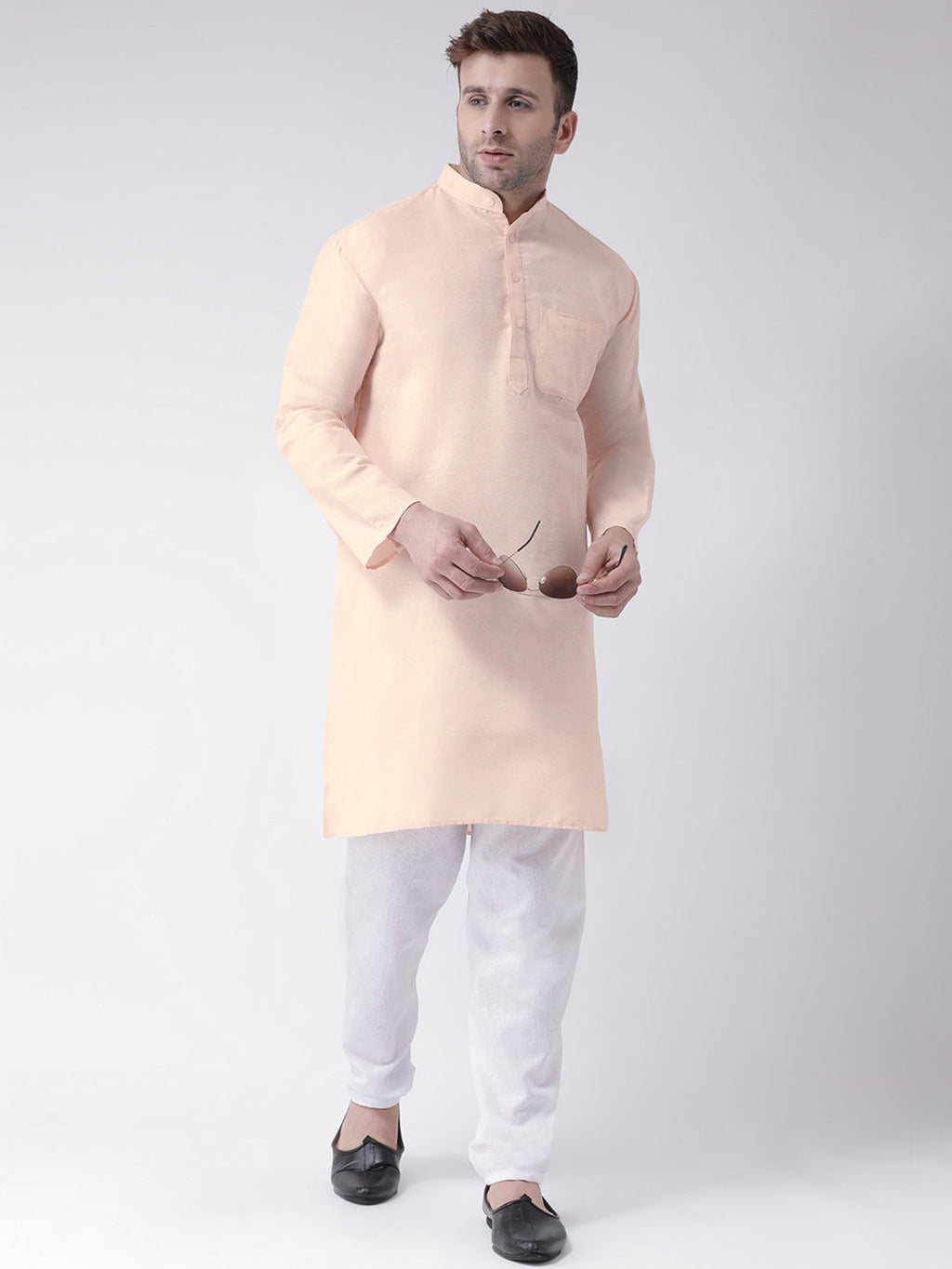 RIAG Men's Beige Cotton Long Ethnic Kurta