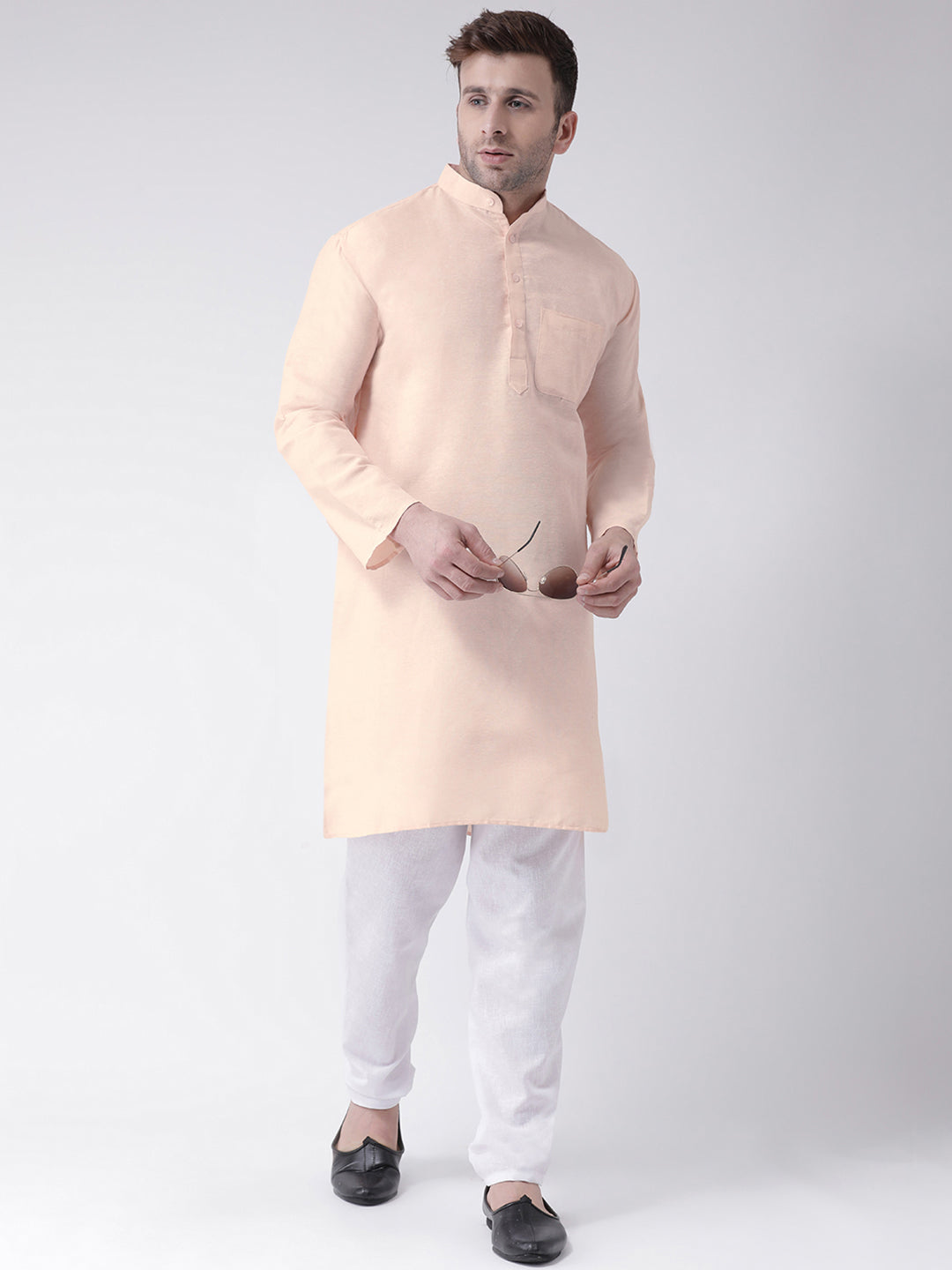 RIAG Beige Men's Ethnic Long Kurta And Pyjama Set