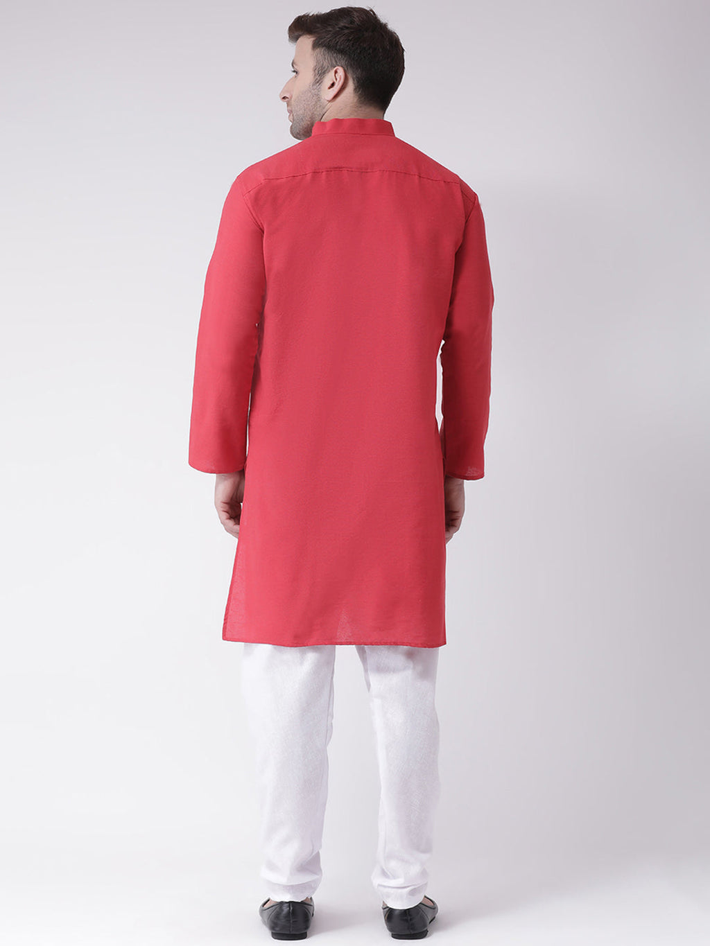 RIAG Men's Red Cotton Long Ethnic Kurta