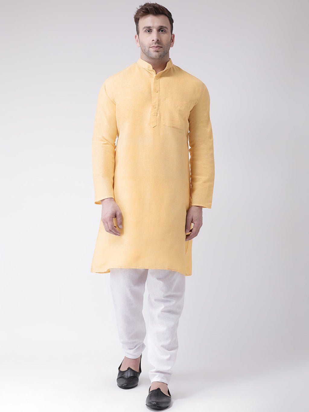 RIAG Men's Beige Cotton Long Ethnic Kurta