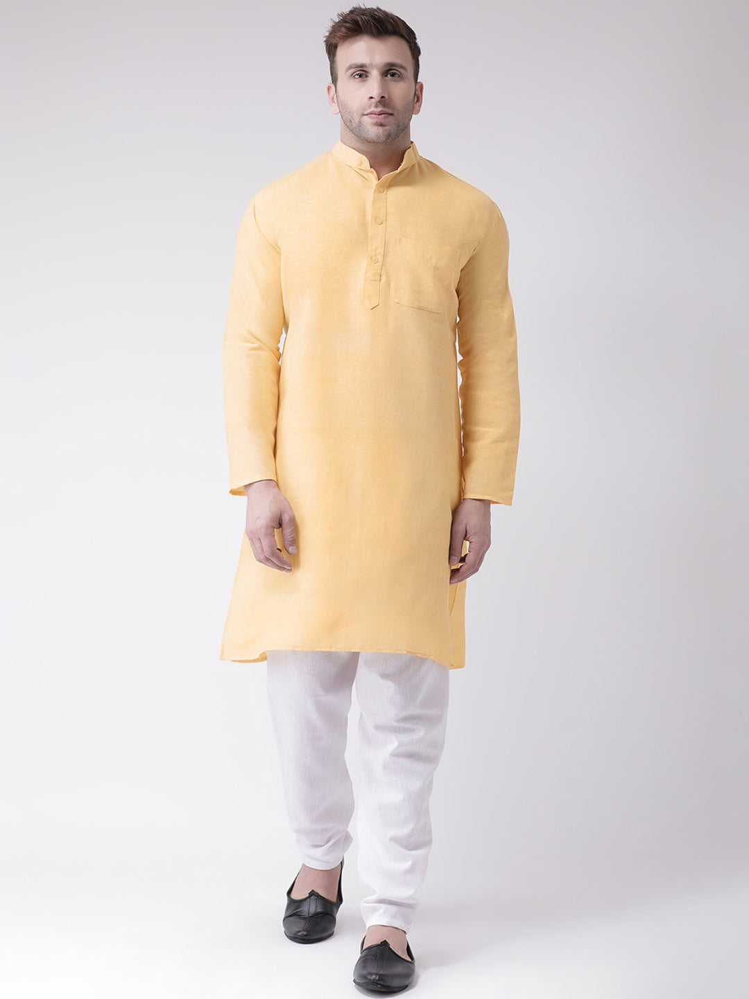 RIAG Men's Beige Cotton Long Ethnic Kurta