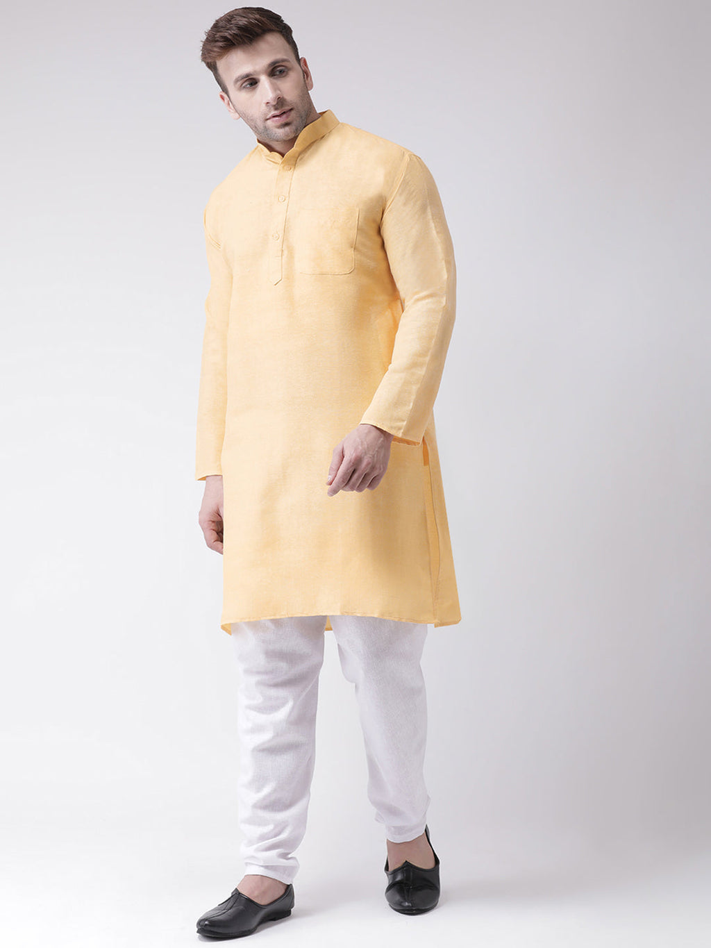 RIAG Men's Beige Cotton Long Ethnic Kurta