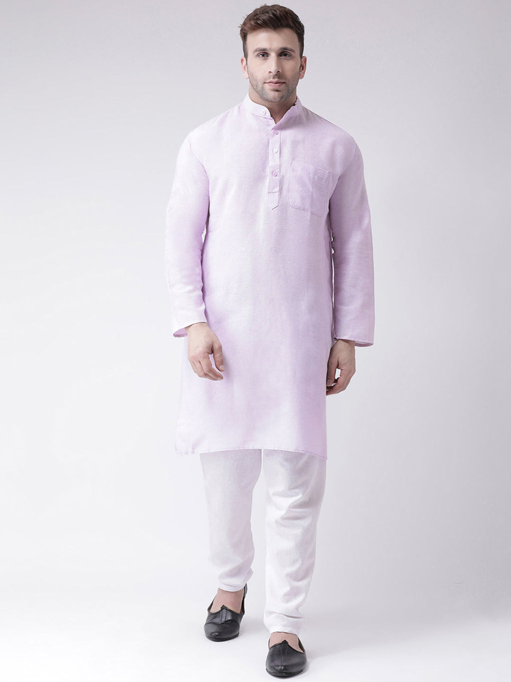 RIAG Men's Purple Cotton Long Ethnic Kurta
