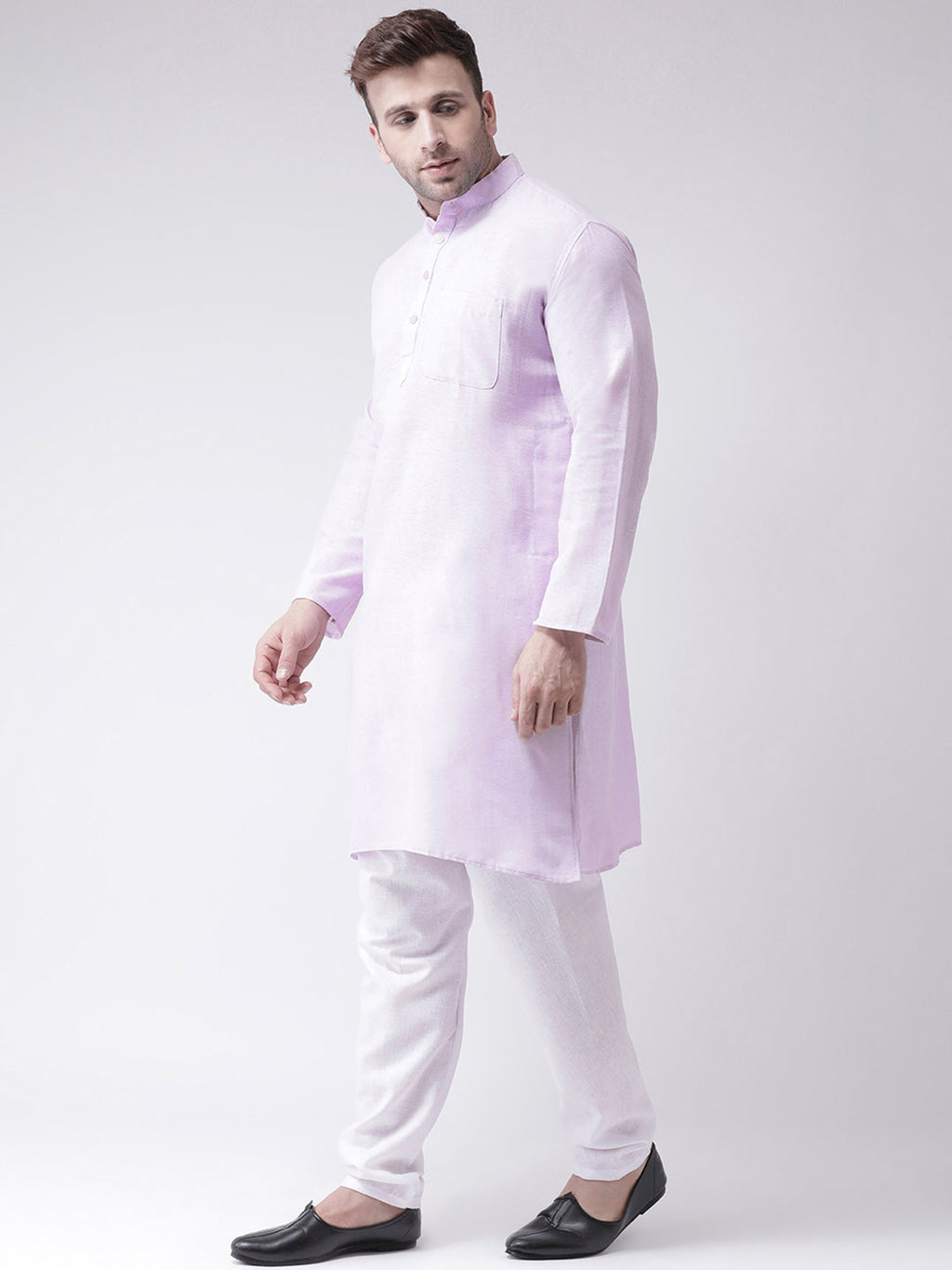 RIAG Men's Purple Cotton Long Ethnic Kurta