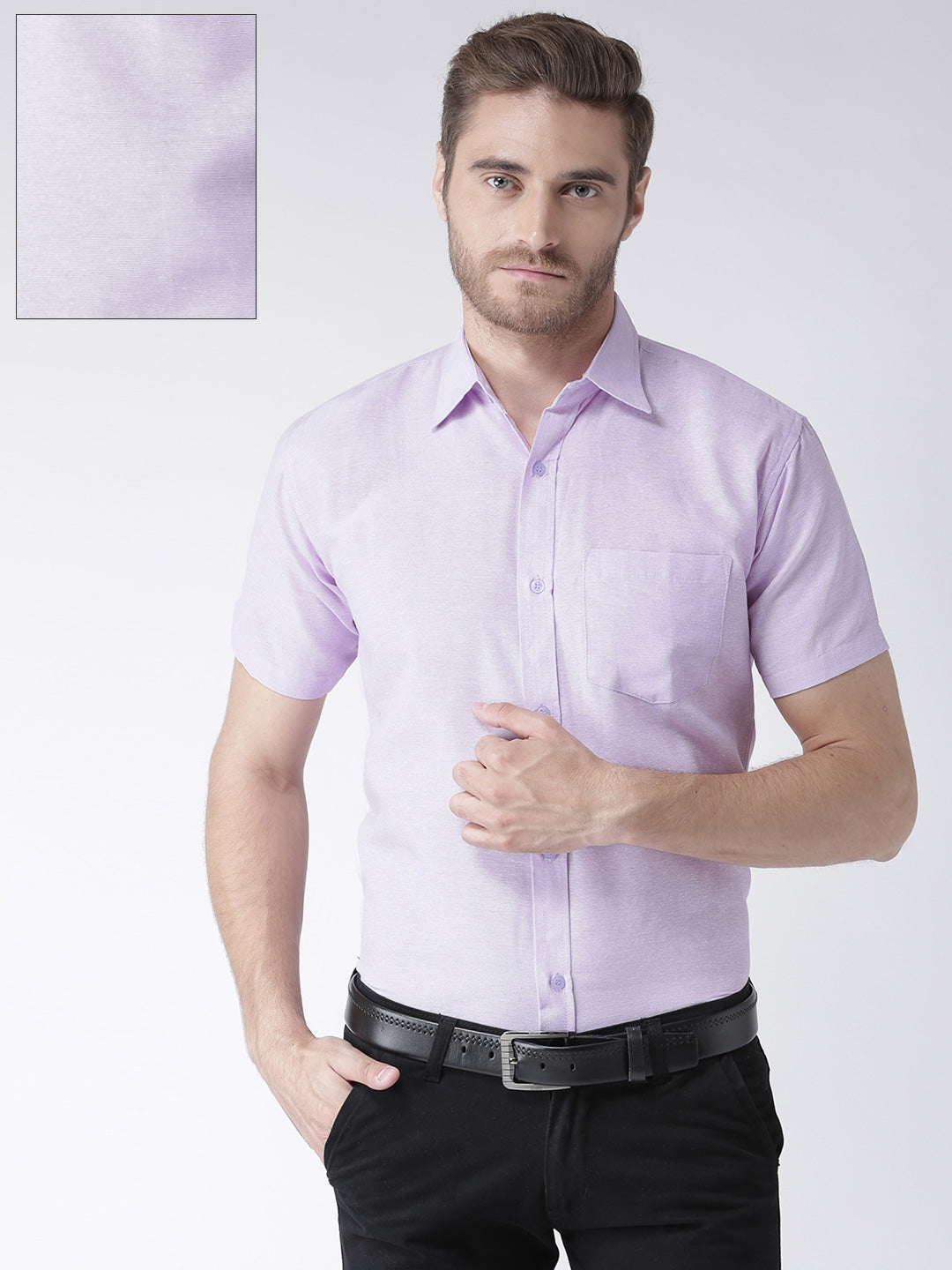 RIAG Purple Men's Half Sleeves Solid Shirt