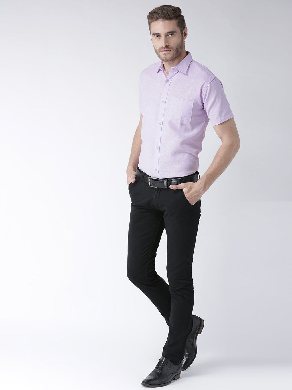 RIAG Purple Men's Half Sleeves Solid Shirt