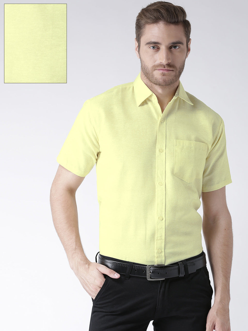 RIAG Yellow Men's Half Sleeves Solid Shirt