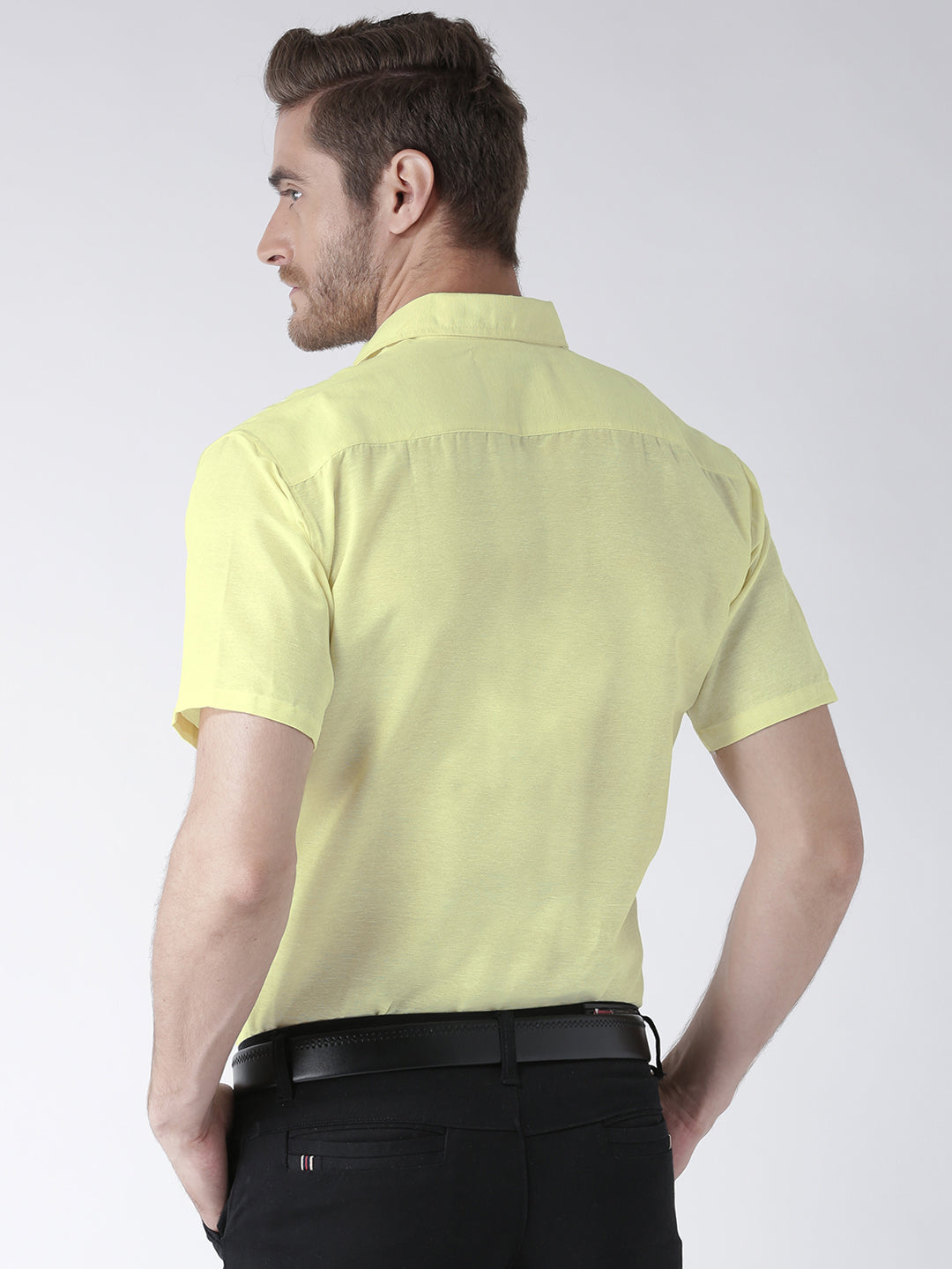 RIAG Yellow Men's Half Sleeves Solid Shirt