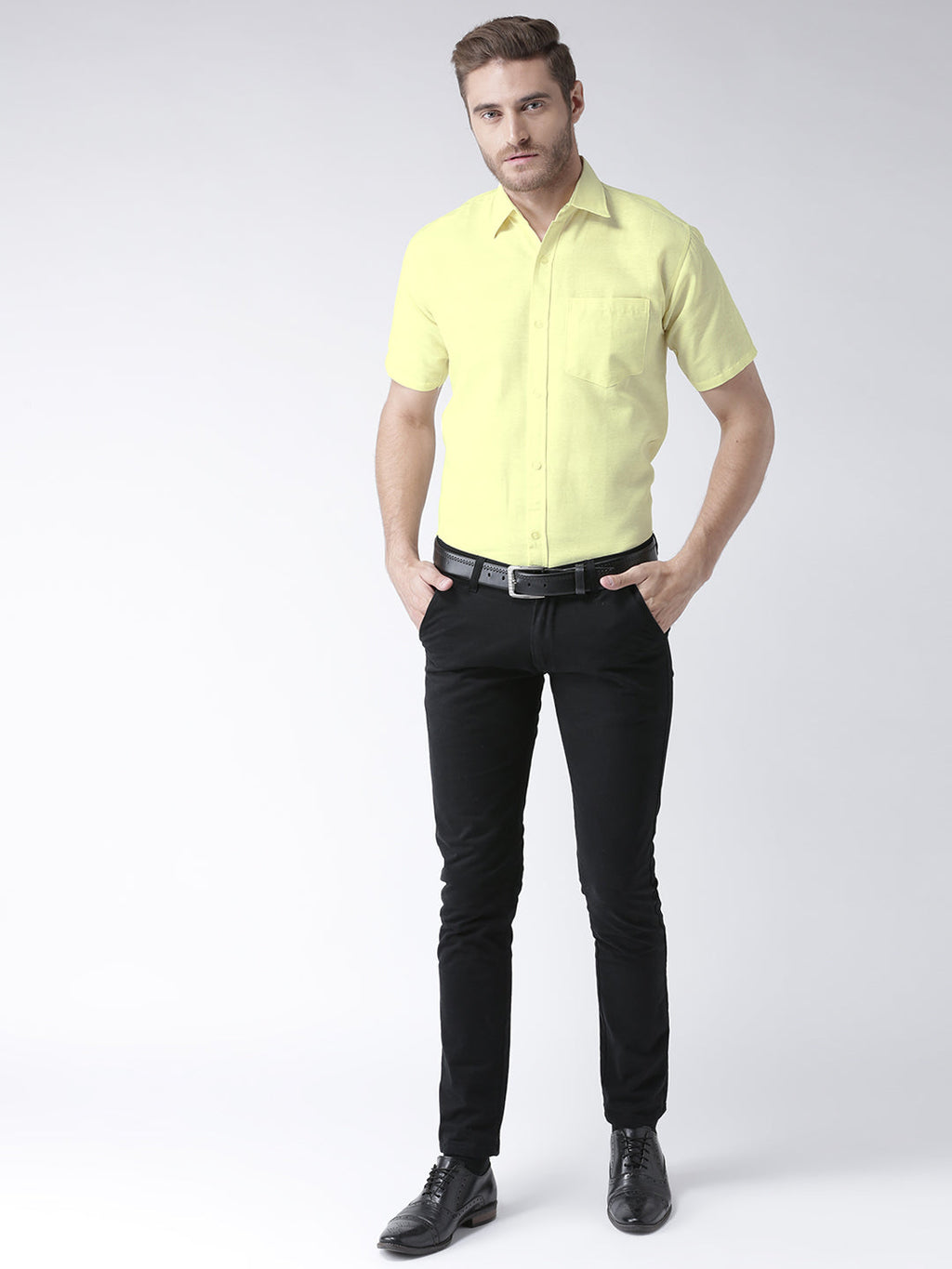 RIAG Yellow Men's Half Sleeves Solid Shirt