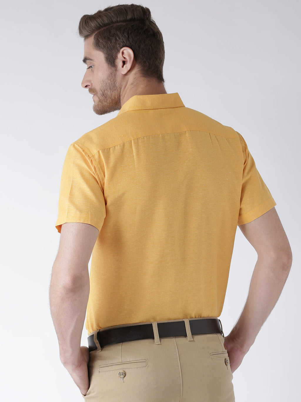RIAG Yellow Men's Half Sleeves Solid Shirt