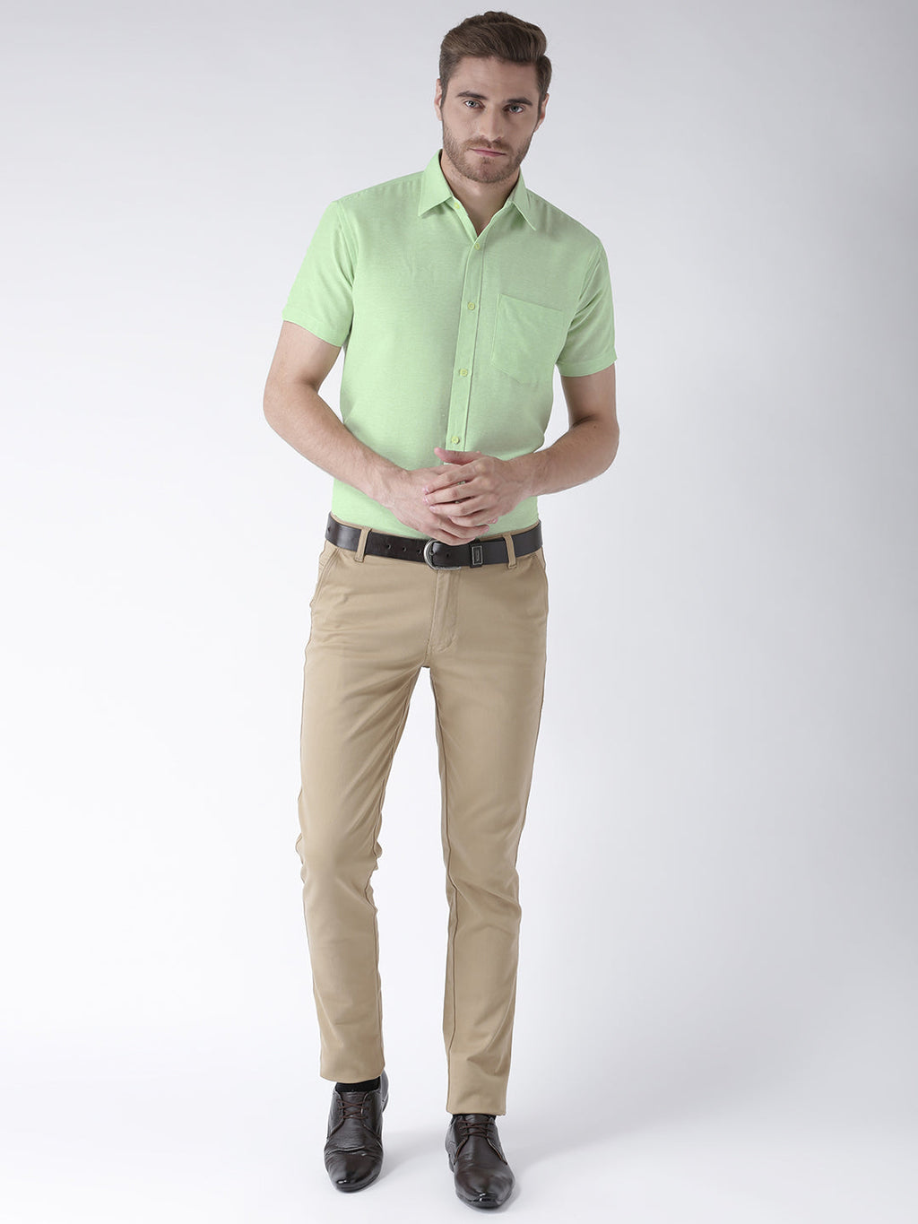 RIAG Green Men's Half Sleeves Solid Shirt