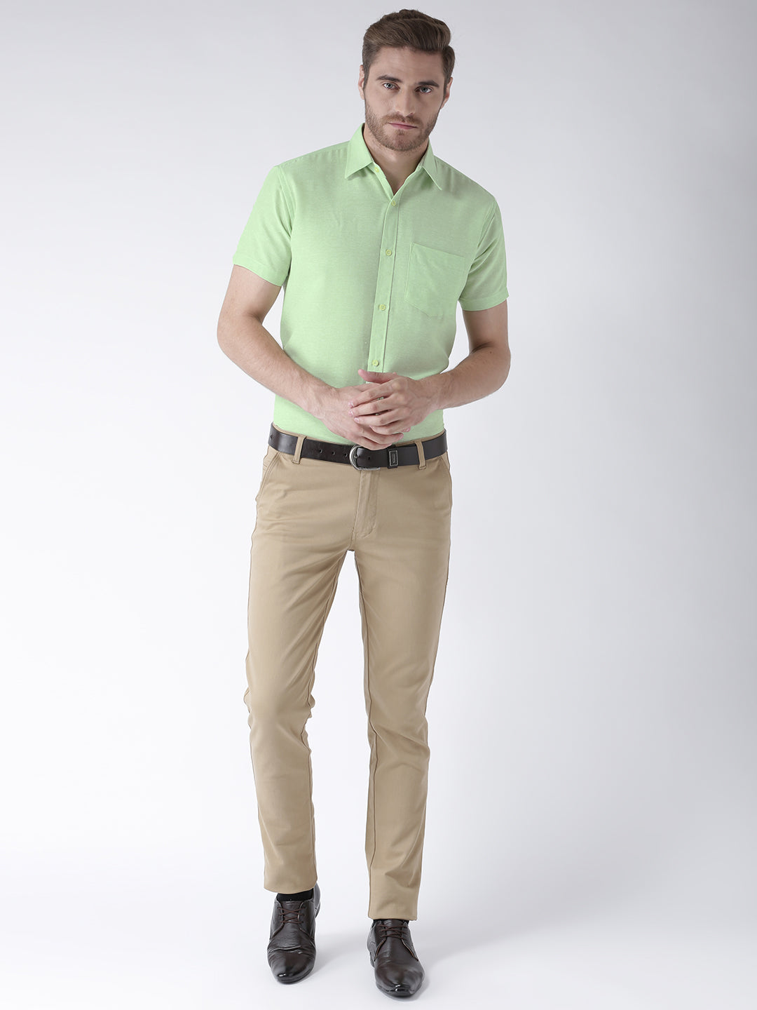 RIAG Green Men's Half Sleeves Solid Shirt