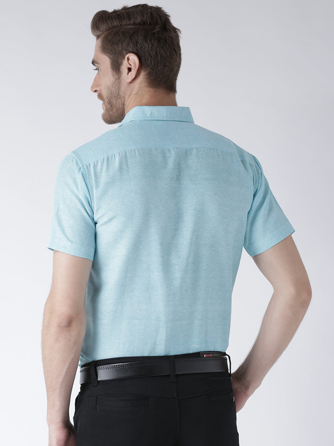 RIAG Blue Men's Half Sleeves Solid Shirt
