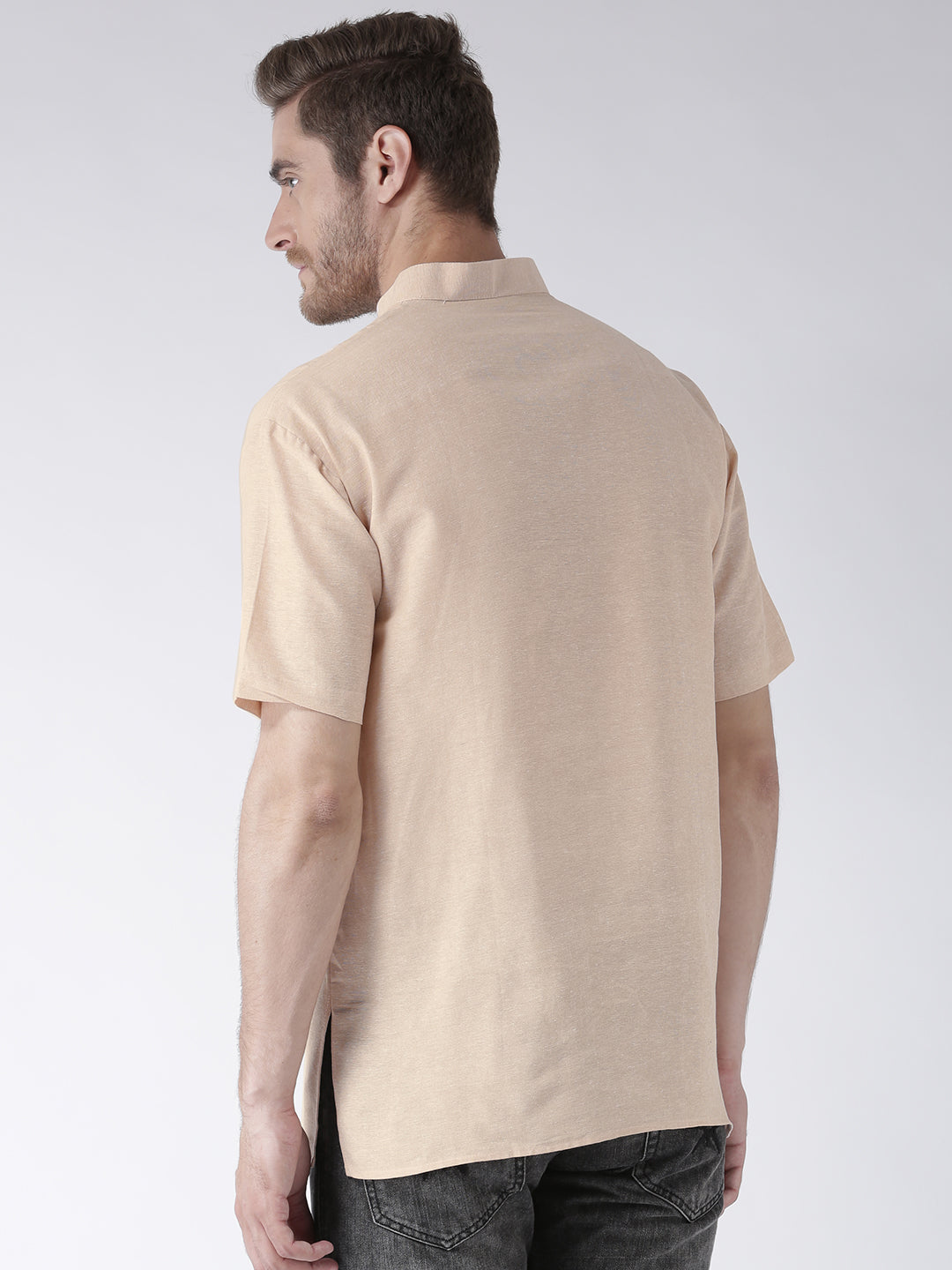 RIAG Men's Beige Cotton Short Ethnic Kurta