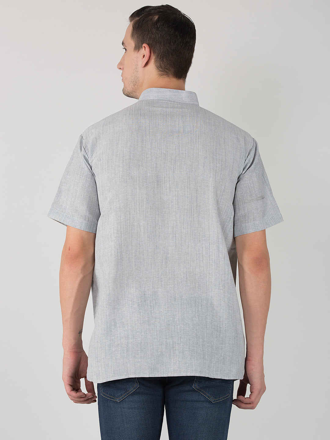 RIAG Men's Grey Cotton Short Ethnic Kurta