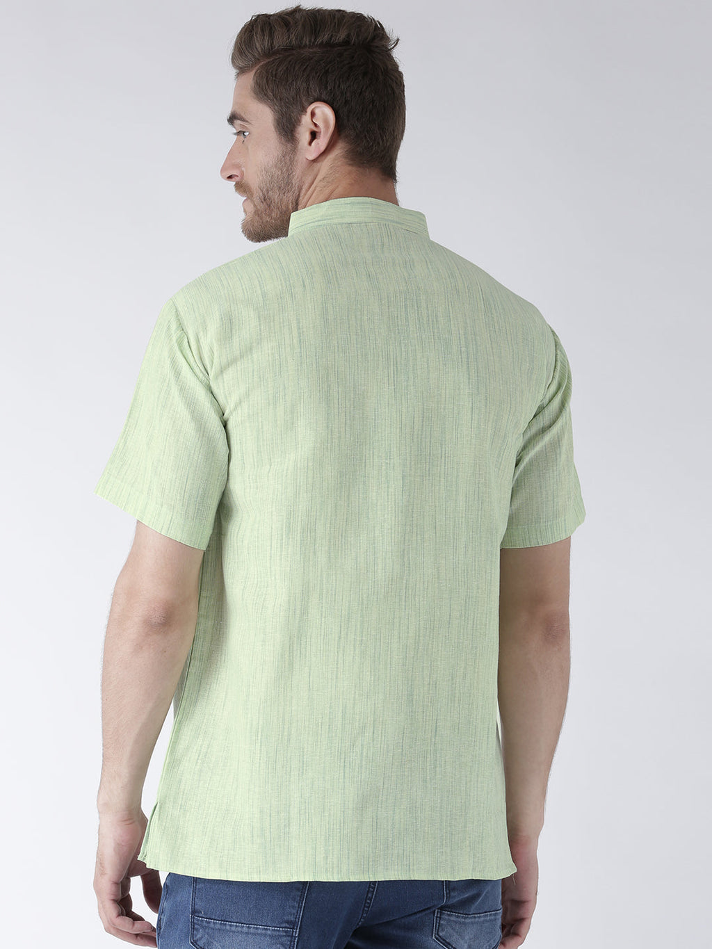RIAG Men's Green Cotton Short Ethnic Kurta