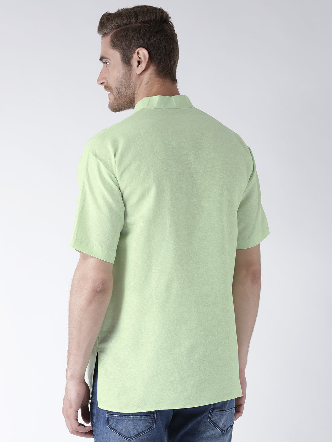 RIAG Men's Green Cotton Short Ethnic Kurta