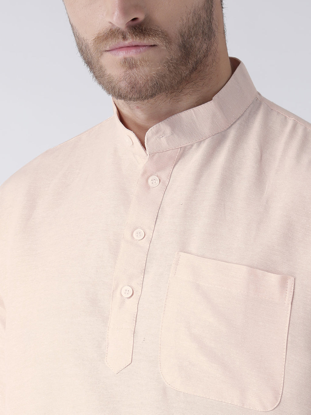 RIAG Men's Beige Cotton Short Ethnic Kurta