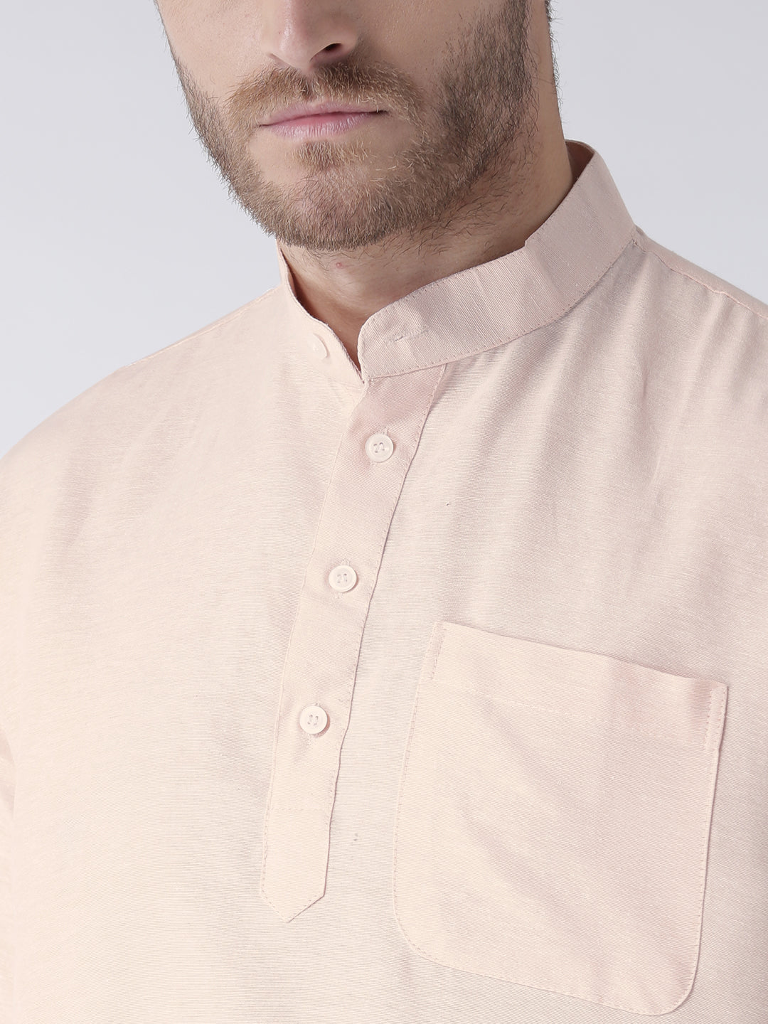 RIAG Men's Beige Cotton Short Ethnic Kurta