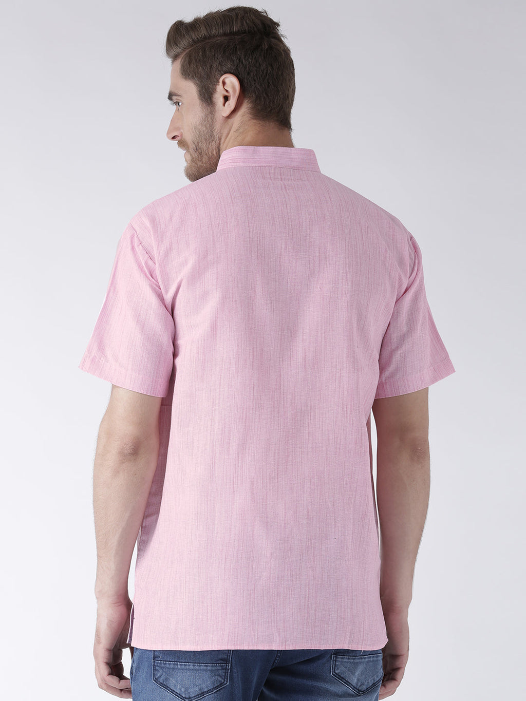 RIAG Men's Pink Cotton Short Ethnic Kurta