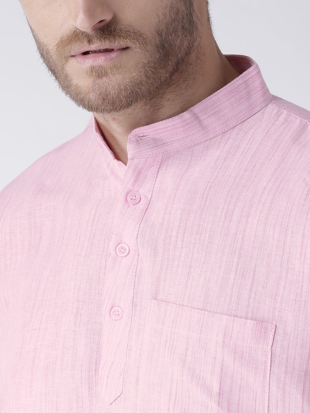 RIAG Men's Pink Cotton Short Ethnic Kurta