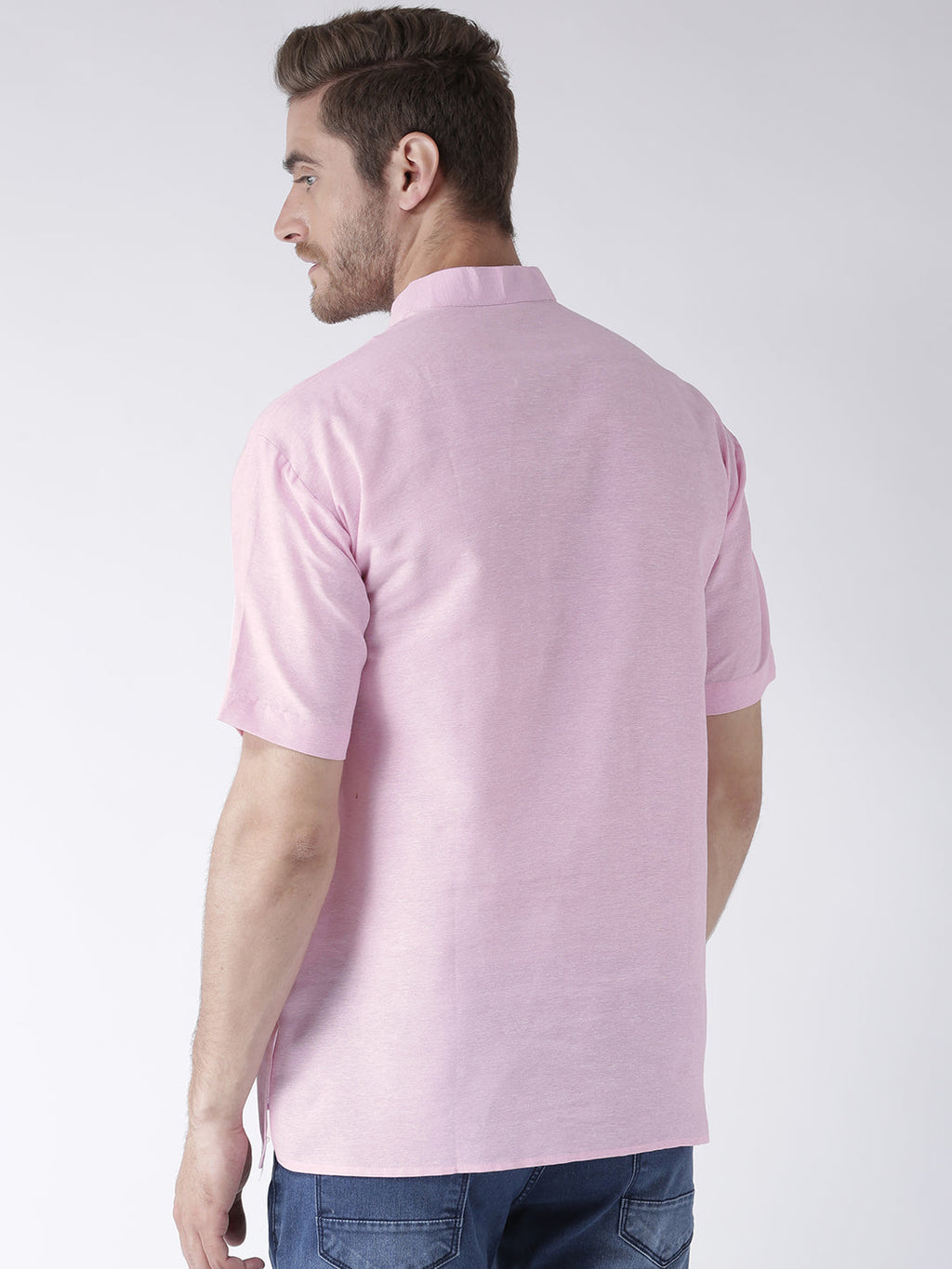 RIAG Men's Pink Cotton Short Ethnic Kurta